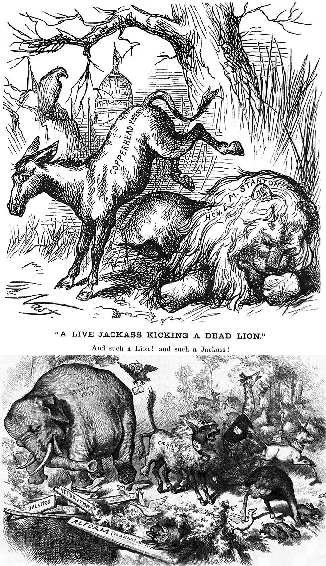 Осел - символ демократов в США, слон - символ республиканцев